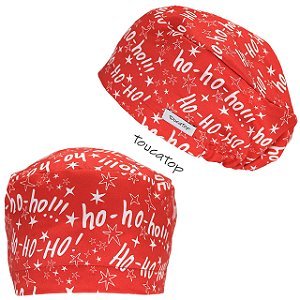 Touca Feminina Alice, HO-HO-HO, Natal, Estrelas, Branco, Vermelho