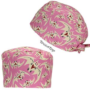 Gorro Cirúrgico, Morcego Bege Apaixonado Com Corações, Rosa