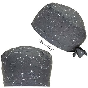 Gorro Cirúrgico, Constelações e Estrelas, Cinza