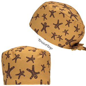 Gorro Cirúrgico, Biscoito Natalino Marrom, Bege