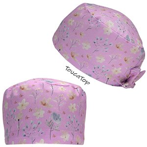 Gorro Cirúrgico, Flores do Campo, Rosa