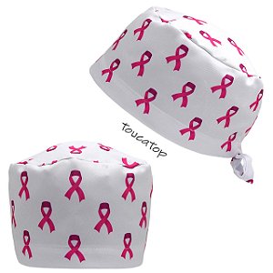 Gorro Unissex, Outubro Rosa, Laços Rosa Pink, Branco