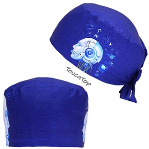 Gorro Cirúrgico, Cabeça Robótica Lateral, Azul