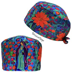 Gorro Cirúrgico, Nossa Senhora,  Flores Roxa, Vermelha, Laranja, Azul