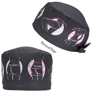 Gorro Cirúrgico, Cirurgia Plástica, Desenho Silhueta, Cinza