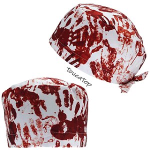 Gorro Cirúrgico, Mãos de Sangue Vermelha, Branco