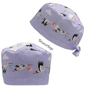 Gorro Cirúrgico, Cegonhas Bebê Obstetrícia, Lilás
