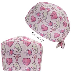 Gorro Cirúrgico, Bebê, embrião, Coração, Rosa