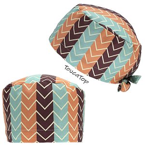 Gorro Cirúrgico, Listrado com Chevron, Azul, Laranja, Vinho