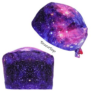 Gorro Cirúrgico, Galáxia Azul com Preto e Rosa.