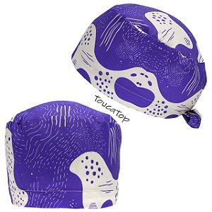 Gorro Cirúrgico, Arte abstrata, rupestre, doodle, grafismo bege, Roxo