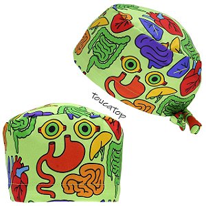 Gorro Cirúrgico, Órgãos coloridos variados, Verde Lima
