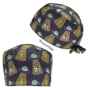 Gorro Cirúrgico, Disco Voador, Vaca Abduzindo Alien, Grafite