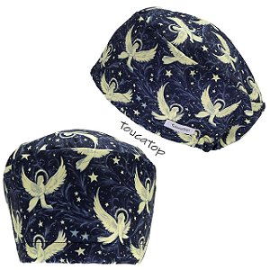Touca Feminina ALICE, Anjos e Estrelas amarelo, Azul