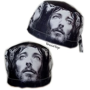 Gorro Cirúrgico, Jesus, Rosto Grande, Cinza, Preto e Branco