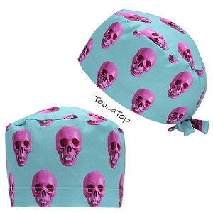 Gorro Cirúrgico, Caveiras rosa, Tiffany