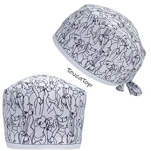 Gorro Cirúrgico, Silhuetas Femininas, Traços Preto, Branco