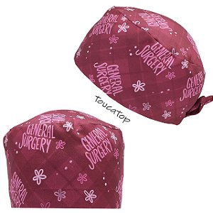 Gorro Cirúrgico, General Surgery Rosa, Xadrez, Bordô
