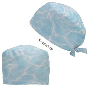 Gorro Cirúrgico, Águas cristalinas, ondas, Azul claro