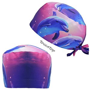 Gorro Cirúrgico, Golfinhos Azul, Rosa