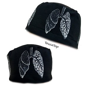 Gorro Cirúrgico, Pulmões, Metade Branco Metade Preto, Preto