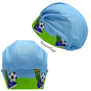 Touca Cirúrgica Feminina, Chuteira, Bola, Meia do Brasil, Azul