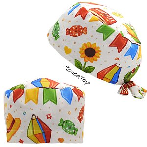 Gorro Cirúrgico, Festa Junina, Bala, Girassol, Chapéu, Creme