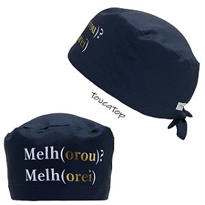 Gorro Cirúrgico, Melhorou, Melhorei, Orou, Orei, Dourado, Azul