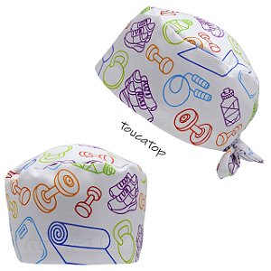 Gorro Cirúrgico, Instrumentos de Academia Contorno Colorido, Branco