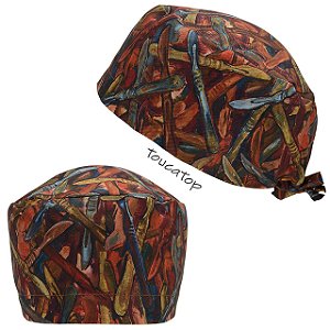 Gorro Cirúrgico, Arte Abstrata, Bisturis coloridos, Marrom