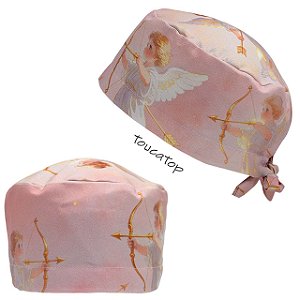 Gorro Cirúrgico, Cupido, Anjos, Arco e Flecha Dourado, Rosa