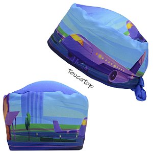 Gorro Cirúrgico, Avião roxo, Aeroporto, Azul