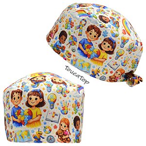 Gorro Cirúrgico, Crianças Brincando, Autismo, Bege