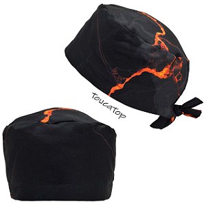 Gorro Cirúrgico, Lava, Fogo, Preto