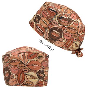 Gorro Cirúrgico, Arte, Lábios Nude, Pintura Óleo, Marrom