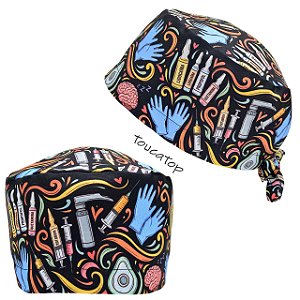 Gorro Cirúrgico, Símbolos Anestésicos, Laringoscópio, Luvas, Preto