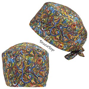 Gorro Cirúrgico, Arte Abstrata, Estetoscópio, Pintura Óleo, Azul