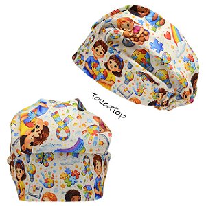 Touca Cirúrgica Feminina, Crianças Brincando, Autismo, Bege