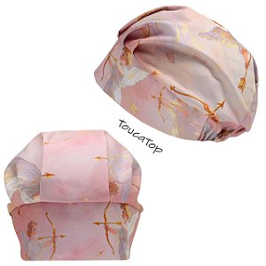 Touca Cirúrgica Feminina, Cupido, Anjos, Arco e Flecha Dourado, Rosa