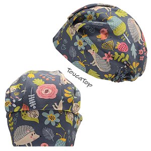 Touca Cirúrgica Feminina, Porco Espinho, Caracol, Flores, Chumbo