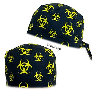 Gorro Cirúrgico, Biossegurança, Contaminante, Amarelo, Preto