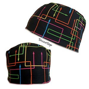 Gorro Cirúrgico, Labirinto Flechas e Setas Coloridas, Preto