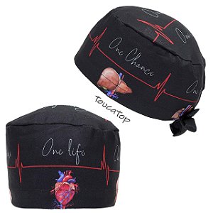 Gorro Cirúrgico, ECG, Coração, One Life One Chance, Preto