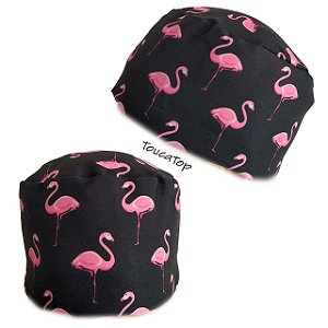 Gorro Cirúrgico, Flamingos Rosa, Preto