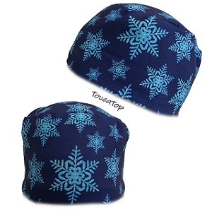 Gorro Cirúrgico, Floco de Neve Azul, Natal, Azul Escuro