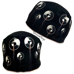 Gorro Cirúrgico, Estetoscópios Verticais Cinza, Preto