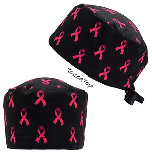 Gorro Cirúrgico, Outubro Rosa, Laços Rosa, Preto