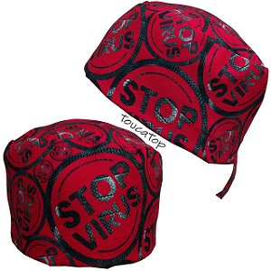 Gorro Cirúrgico, Stop Vírus, Vermelho