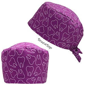 Gorro Cirúrgico, Dentes Roxo, Contorno Branco, Roxo