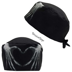 Gorro Cirúrgico, Ortopedia, Mãos em forma de coração, Raio X, Preto